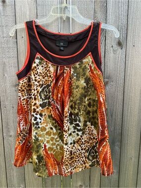 Byer California Orange and Olive Printed Sleeveless Tank